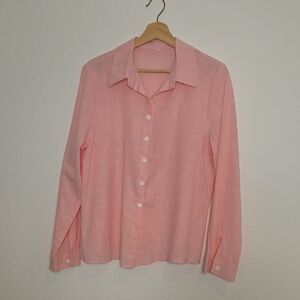 Amazon Women's Pink Button-Up Blouse - Lightweight Long Sleeve